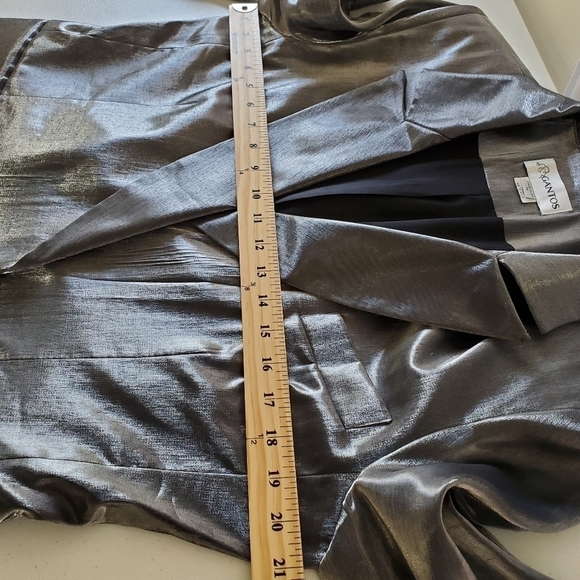 Gantos Silver Metallic Tie Front Blazer Size 14 Evening Jacket Mini Dress - Picture 8 of 15